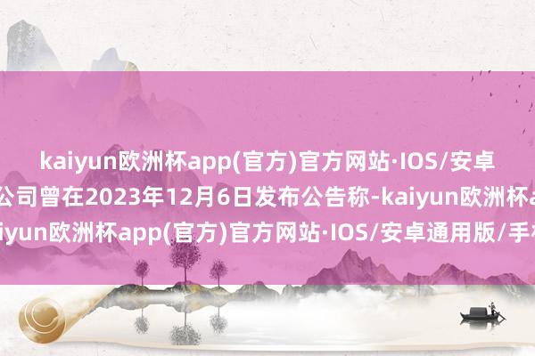 kaiyun欧洲杯app(官方)官方网站·IOS/安卓通用版/手机APP下载公司曾在2023年12月6日发布公告称-kaiyun欧洲杯app(官方)官方网站·IOS/安卓通用版/手机APP下载