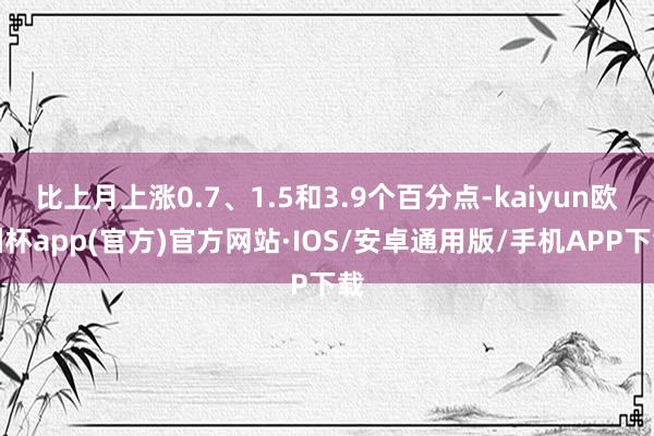 比上月上涨0.7、1.5和3.9个百分点-kaiyun欧洲杯app(官方)官方网站·IOS/安卓通用版/手机APP下载