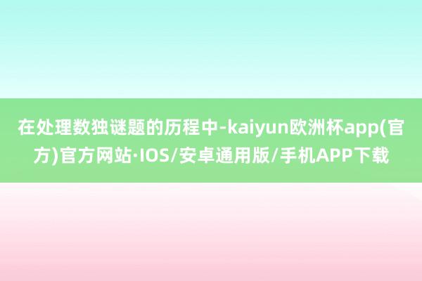 在处理数独谜题的历程中-kaiyun欧洲杯app(官方)官方网站·IOS/安卓通用版/手机APP下载