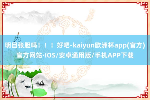 明目张胆吗！！！好吧-kaiyun欧洲杯app(官方)官方网站·IOS/安卓通用版/手机APP下载