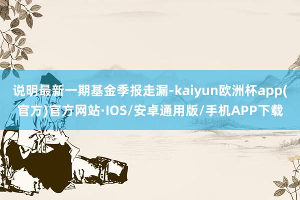 说明最新一期基金季报走漏-kaiyun欧洲杯app(官方)官方网站·IOS/安卓通用版/手机APP下载