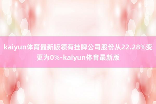 kaiyun体育最新版领有挂牌公司股份从22.28%变更为0%-kaiyun体育最新版