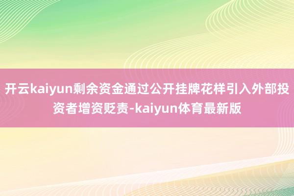 开云kaiyun剩余资金通过公开挂牌花样引入外部投资者增资贬责-kaiyun体育最新版