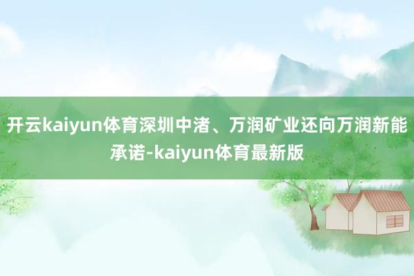 开云kaiyun体育深圳中渚、万润矿业还向万润新能承诺-kaiyun体育最新版